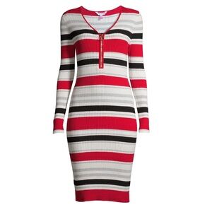 Metallic Strip Long Sleeve Dress